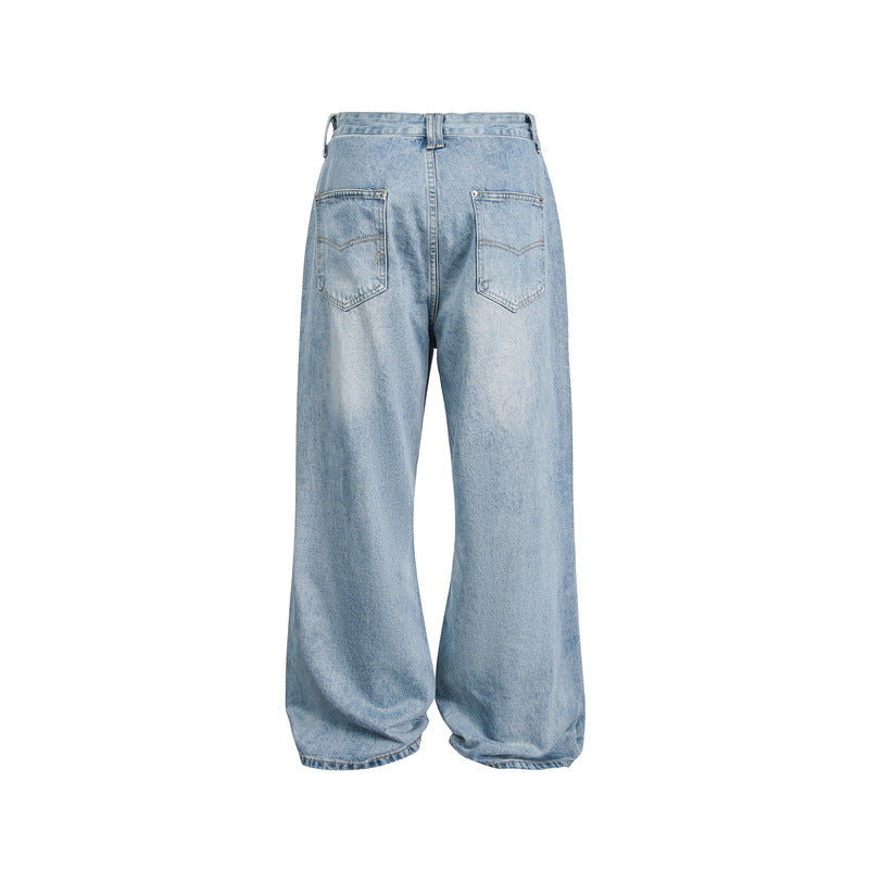 Deconstructed Casual Straight Leg Jeans