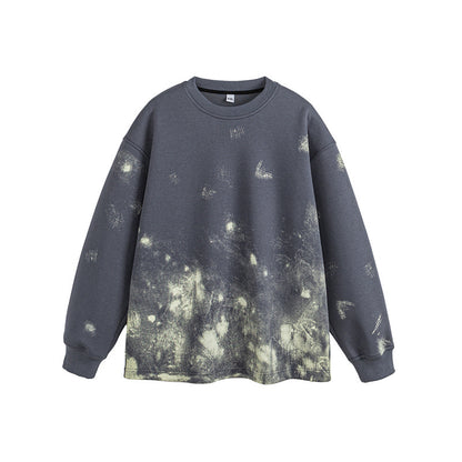 Washed Splatter Casual Crewneck Hoodie  Couple Outwear
